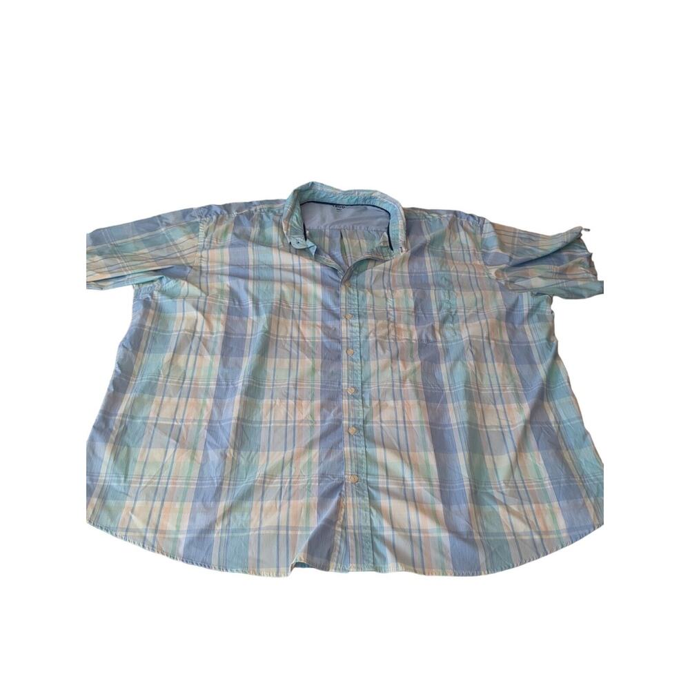 IZOD Big & Tall Short Sleeve Button Down Plaid Shirt Size 5XLT